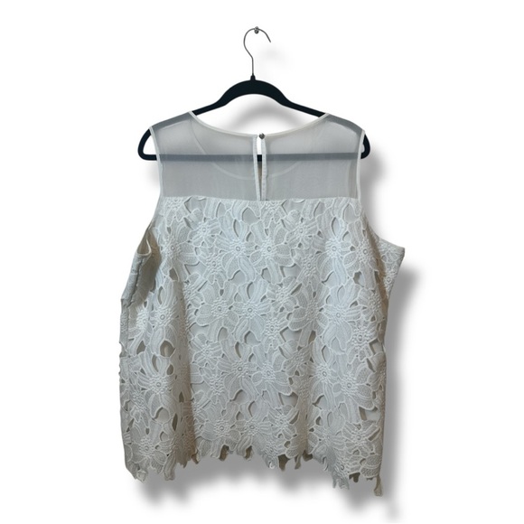 Calvin Klein Plus Size White Lace Sleeveless Top - Picture 2 of 14